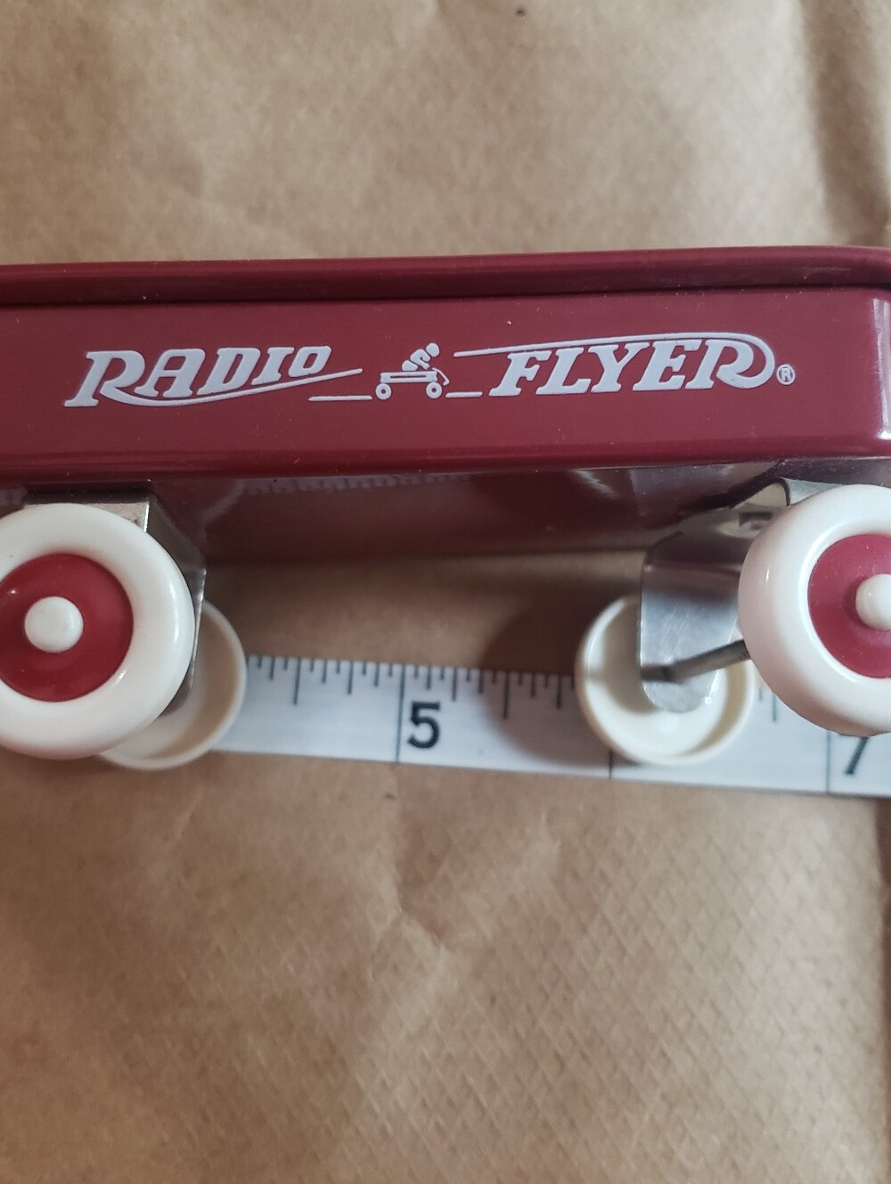 Vintage 7 inch Total Radio Flyer Miniature Red Wagon Collectible Doll Sized